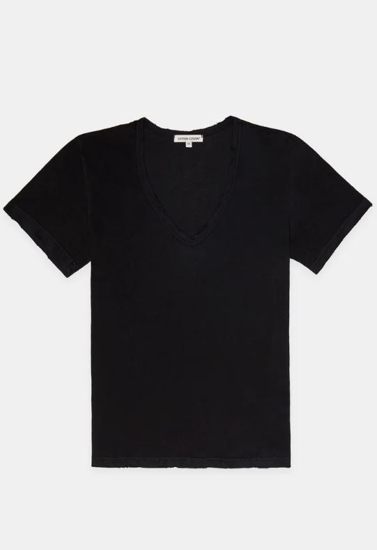 Cotton Citizen Standard V Neck - Jet Black-T-Shirts-West of Woodward Boutique-Vancouver-Canada