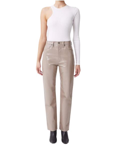 Agolde Recycled Leather 90's Pinch Waist- Quail Patent-Pants-West of Woodward Boutique-Vancouver-Canada