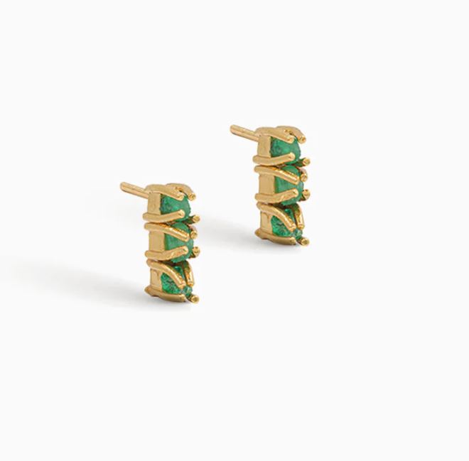 Med Tennis Studs- 24k Gold Plated-Accessories-West of Woodward Boutique-Vancouver-Canada