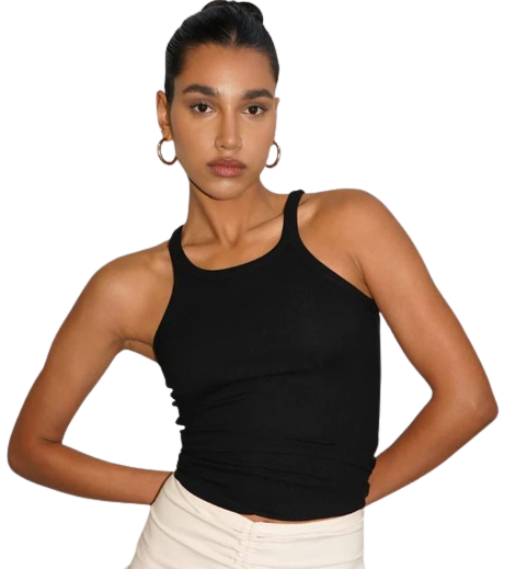 LNA Ribbed Skinny Racer- Black-T-Shirts-West of Woodward Boutique-Vancouver-Canada