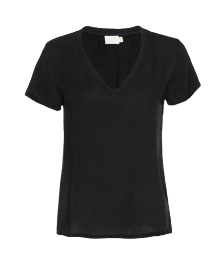 Nation June Sateen V-Neck- Black-T-Shirts-West of Woodward Boutique-Vancouver-Canada